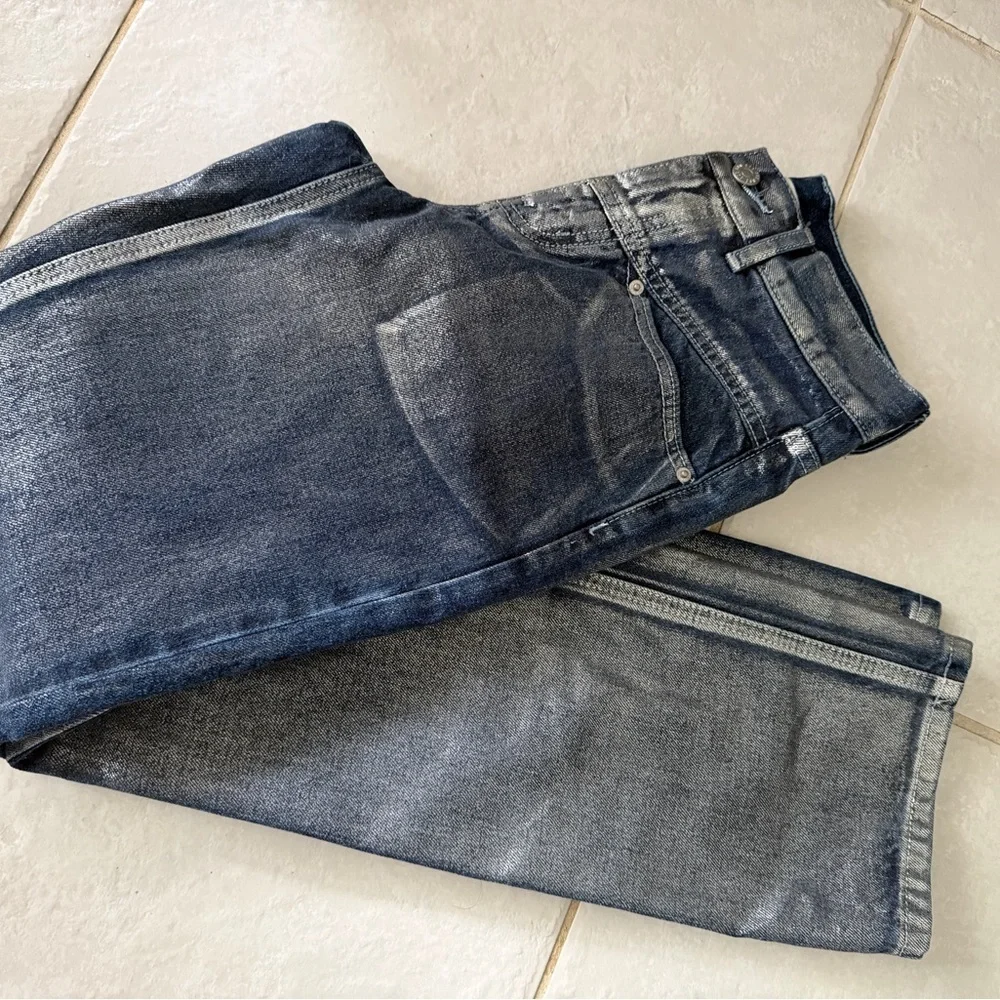 Women’s BDG Cowboys Urban Outfitters Size 25 Blue Silver Coating Jeans #bootcut - Picture 2 of 6